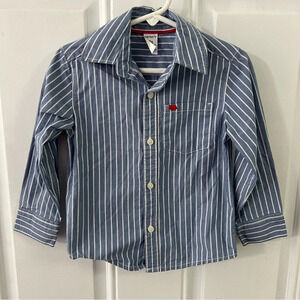 Carters 2T toddler boys blue white striped button down long sleeve dress shirt